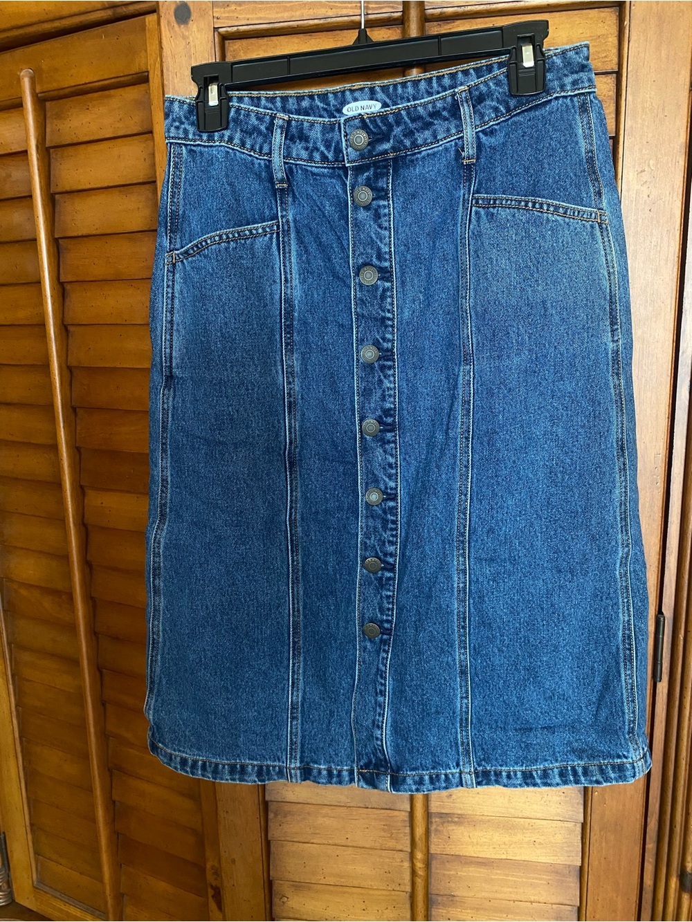 Old Navy Medium Blue Button-Front Denim Skirt